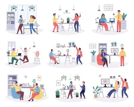 Office rest. Resting in workplace can help employees feel rejuvenated and ready Stock Illustration