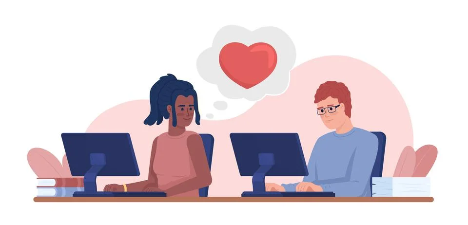 Office romance 2D vector isolated illustration イラスト素材
