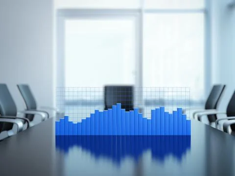 Office room with chart on the table Illustration