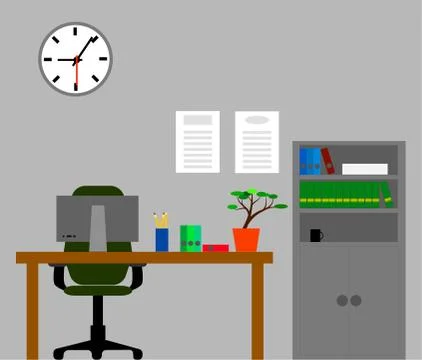 Office Room Flat Design Stock Illustration