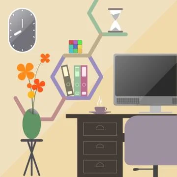 Office room in flat design Stock-Illustration