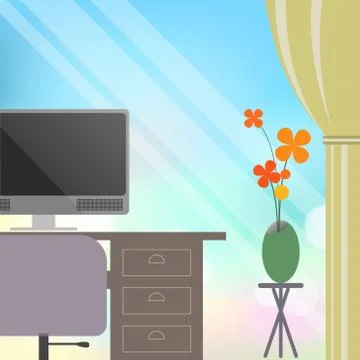 Office room in flat design Stock Illustration