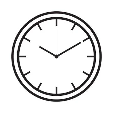 Office Round Classic Clock Icon, Clock Face Stock Illustration