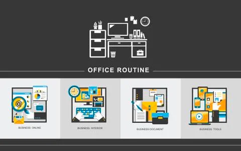 Office routine concept in flat design Stock Illustration