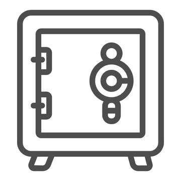 Office safe with lock line icon, web security concept, Data security sign on Illustrazione stock