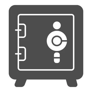 Office safe with lock solid icon, web security concept, Data security sign on Stock Illustration