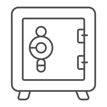 Office safe with lock thin line icon, web security concept, Data security sign Illustrazione stock