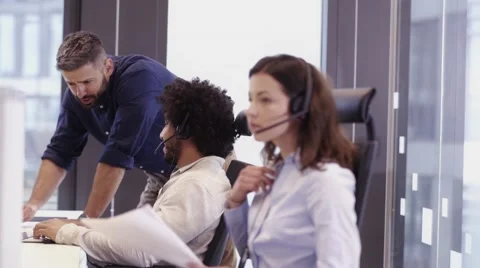 Office Scene in call centre Stock-Footage 67345723