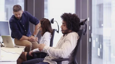 Office Scene in call centre Stock Footage 67345788