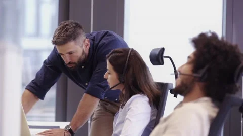 Office Scene in call centre Stock-Footage 67385878