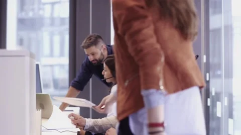 Office Scene in call centre Stock-Footage 67385934