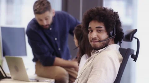 Office Scene in call centre Stock Footage 67386244