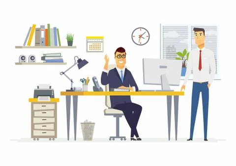 Office Scene - modern vector cartoon business characters illustration Illustrazione stock