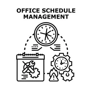 Office schedule management optimizing business planning process 스톡 일러스트