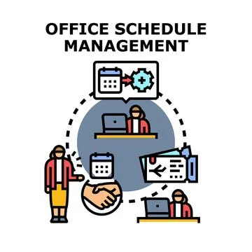 Office schedule management optimizing business workflow and planning Stock Illustration