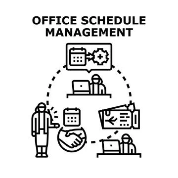 Office schedule management optimizing business workflow and planning Stock Illustration