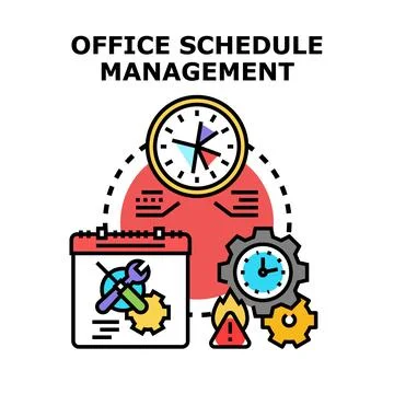 Office schedule management optimizing business planning process Illustrazione stock