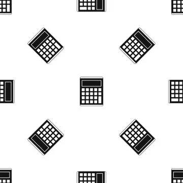 Office, school electronic calculator pattern seamless black Illustrazione stock