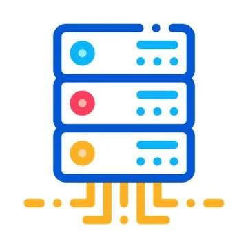 Office server icon vector outline illustration Stock Illustration