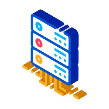 Office server isometric icon vector illustration color Stock Illustration