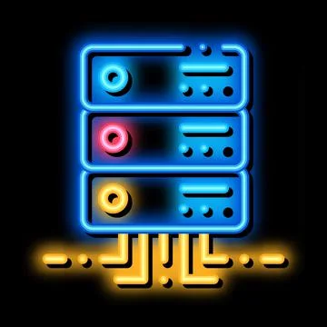Office server neon glow icon illustration Stock Illustration