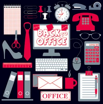 Office set abstract background Stock Illustration