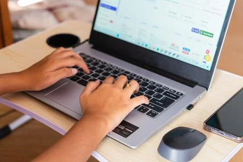 Office Set up with Hands Stock Photos