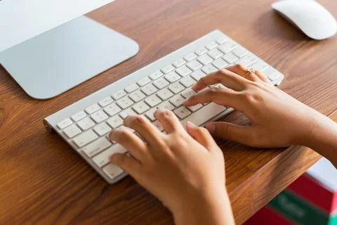 Office Set up with Hands Stock Photos