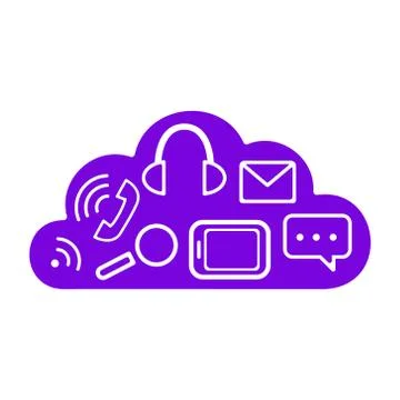 Office set icon cloud on white background. Vector illustration in trendy flat Stock Illustration