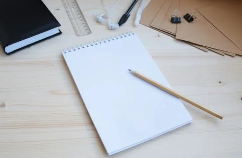 Office set studying work creativity subjects inscription 스톡 사진