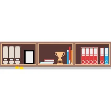 Office shelf with book, folder flat vector icon Stock Illustration