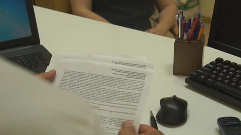 In the office signing of the contract, documents Stock Footage 77503177