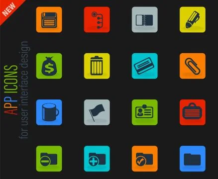 Office simple vector icons 库存插图