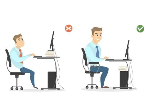 Office sitting position. Stock Illustration