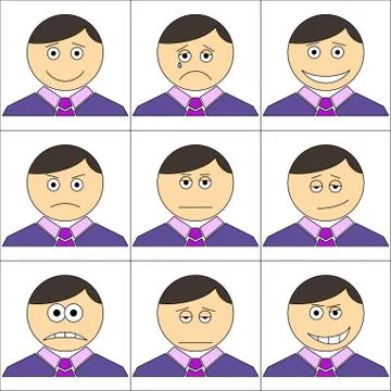 Office smilies, set Stock Illustration