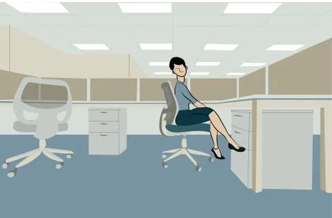 Office social distancing Stock Illustration