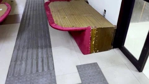 Office Sofas Turned Upside Down in Corridor Stock Footage 341499292