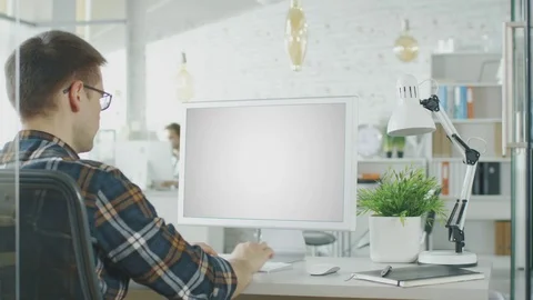 In the Office Software Engineer Working on Cloud Solutions. Stock Footage 73414041