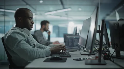 Office Software Programmers Work on Computer Stock Footage 159541172