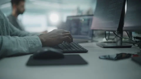 Office Software Programmers Work on Computer Stock Footage 159541640