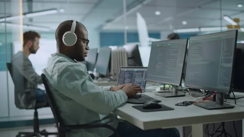 Office Software Programmers Work Stock Footage 159541046