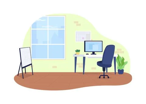 Office space 2D vector web banner, poster Stock Illustration