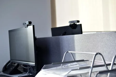 Office space with a computer in the building 写真素材