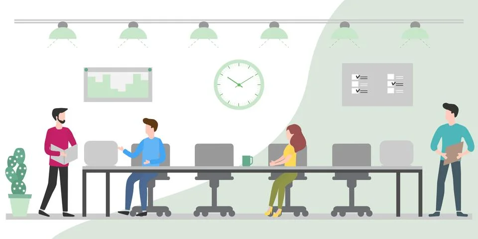 Office space. Creative people teamwork. Employees Illustrazione stock