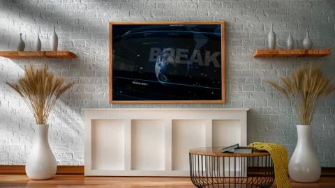 Office space with a screen on the wall, animation Breaking new Stock Footage 200728022