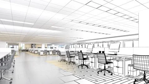 Office space For working with computers, office equipment,a combination of .. 스톡 일러스트