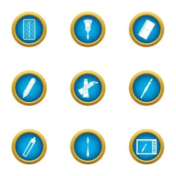Office spell icons set, flat style 스톡 일러스트