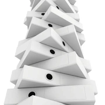 Office stack blank folder isolated on white background. 3d render Stock Illustration