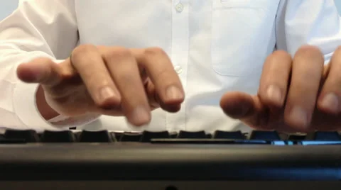 Office staff hands work on keyboard. Close up. Stock Footage 37859911