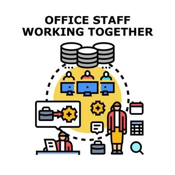 Office staff working together team collaboration concept Illustrazione stock